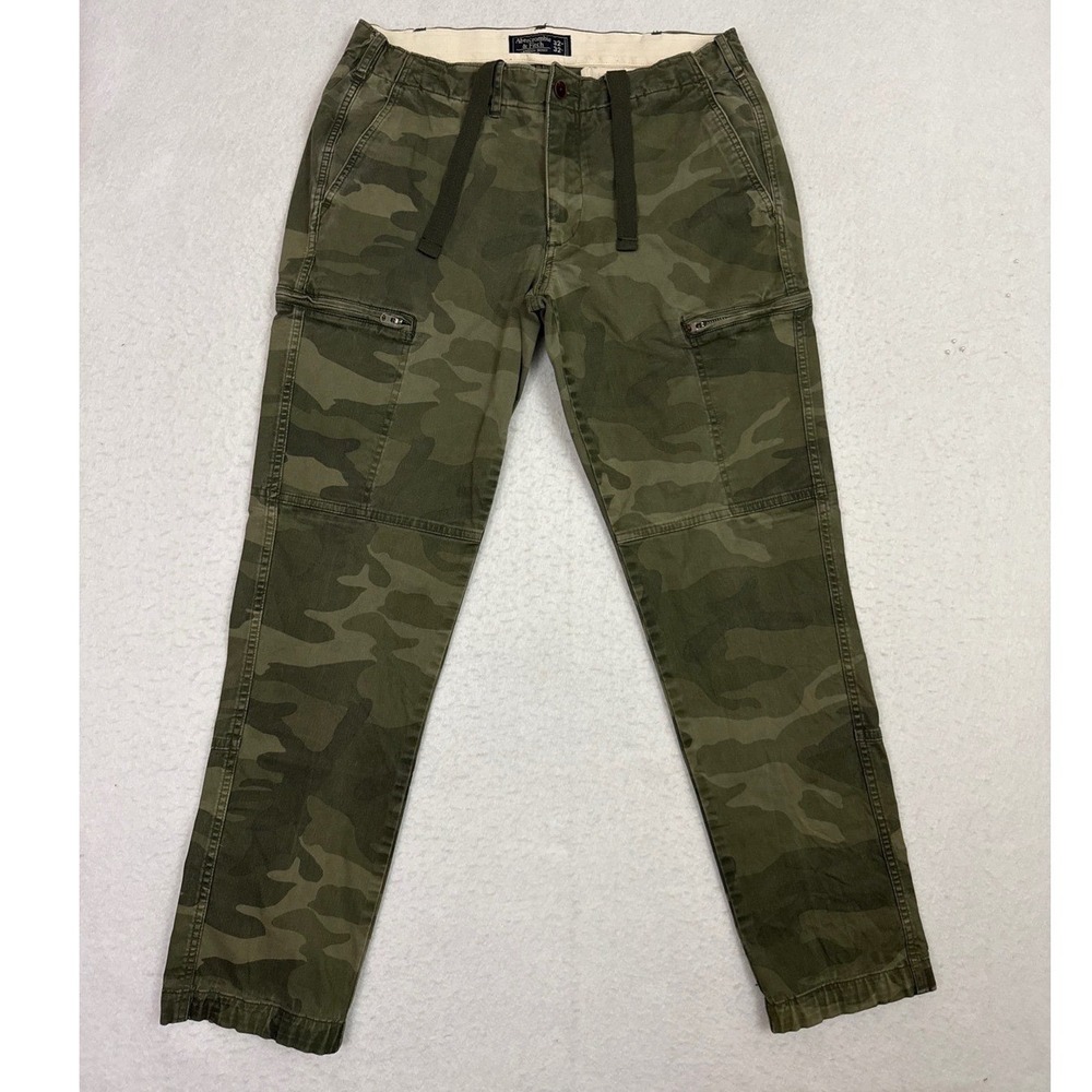 Abercrombie & Fitch Mens 32x32 Langdon Skinny Stretch Camo Cargo Pants Green